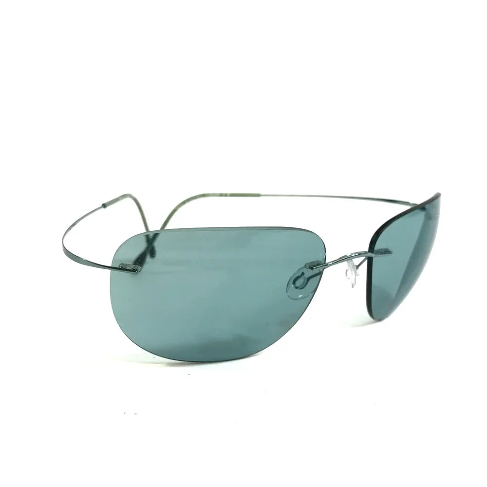 Silhouette Sunglasses M8571 /45 6075 Blue Rimless Frames with Light Blue Lenses